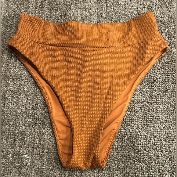 aerie Other - Aerie American Eagle Brown Ribbed High-Waisted Cheeky Bikini Bottom Large